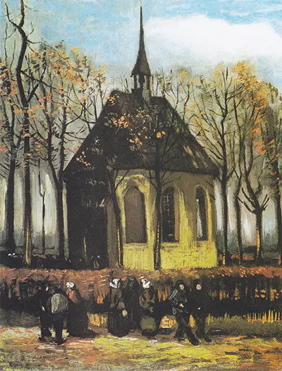 Die Kirche von Nuenen mit Kirchgängern Vincent van Gogh